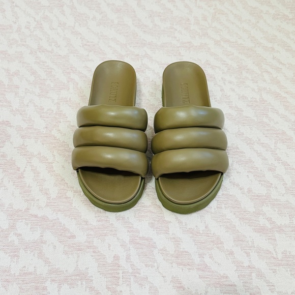 SCHUTZ | Maisha Vegan Leather Platform Sandal Slide Aspen Green, sz 8.5 - Picture 8 of 12